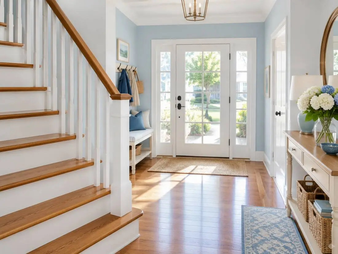 Clean entryway and staircase, cleaned by Cozy Cleaning Co