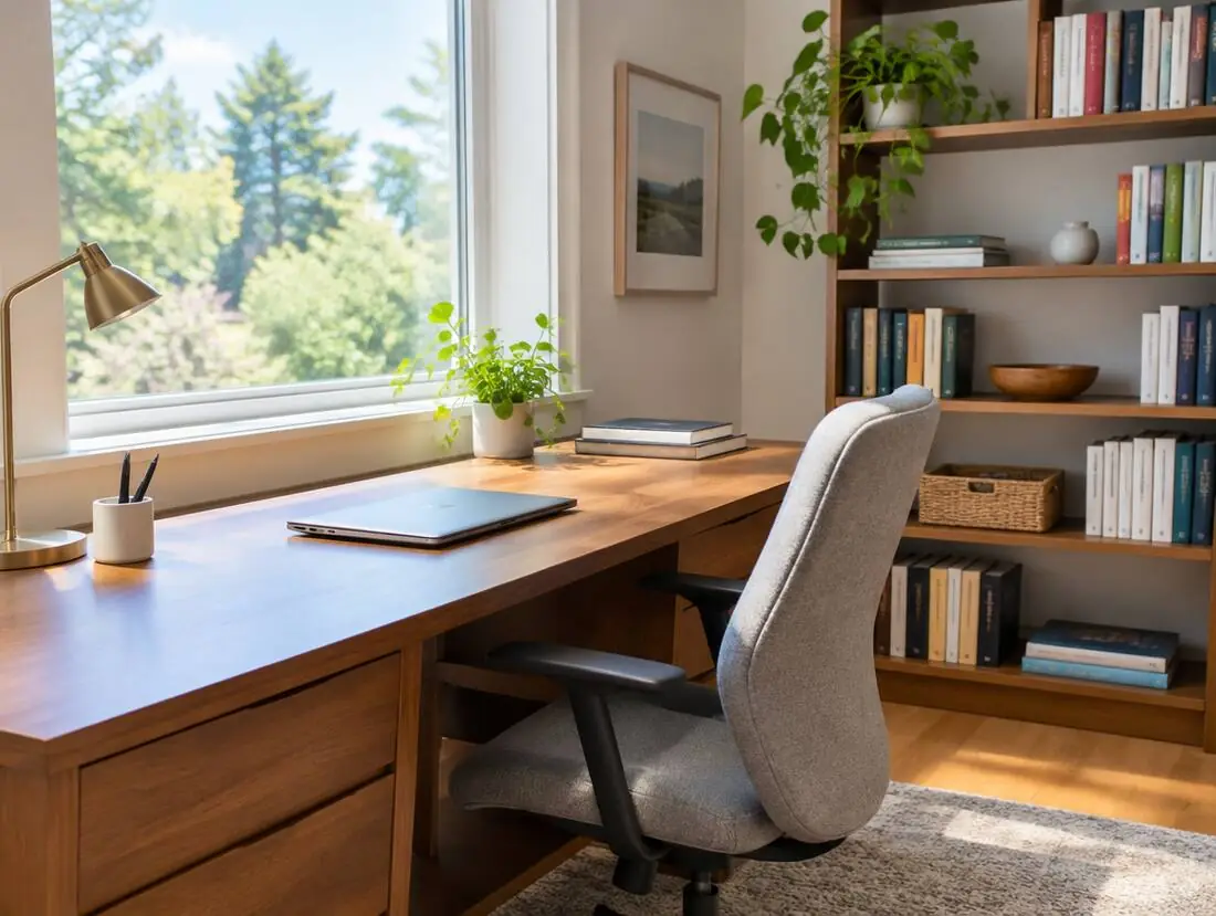Dust-free home office, cleaned by Cozy Cleaning Co